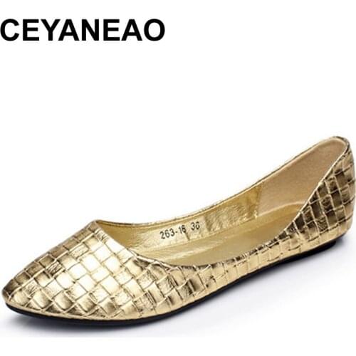 CEYANEAO2018 Sring Summer Casual Shoes Women Flats Pointed Toe Womens Shoes Moccasins Ballet Flats Flat Shoes Ballerina Loafers