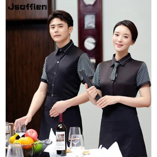 Women Restaurant Waiter Uniform Western Hotel Summer Work Shirt Man Caqfe Waitress Unfiorm Coffe Shop Food Service Overalls