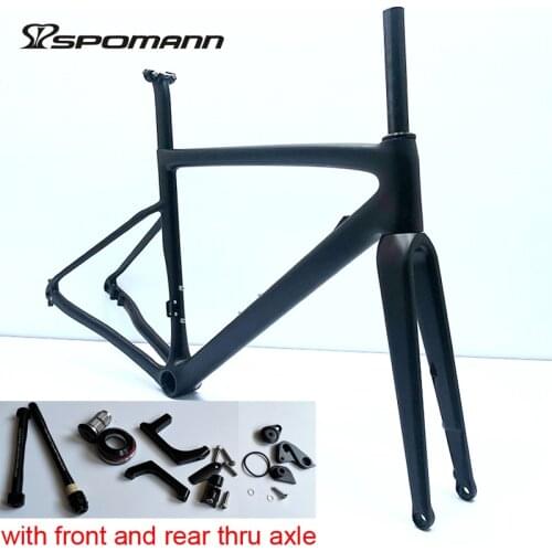 Newest 700C Thru Axle Disc Brake Road bike gloss matt UD full carbon fibre bicycle frame carbon frame fork seatpost Free ship