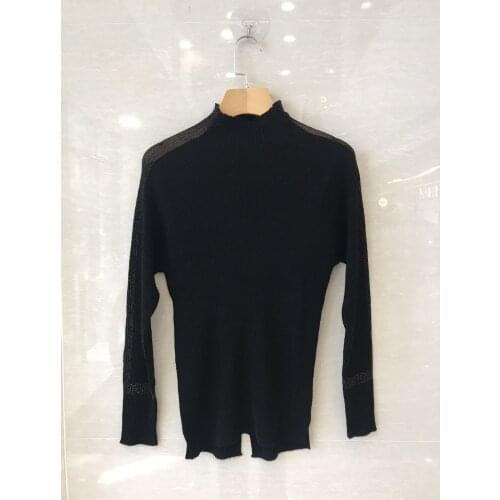 New Ladies Fashion 2021 Long Sleeve Sexy Casual Contrasting Color Half Turtleneck Cardigan 1107