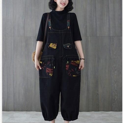 2021 New Tie Dye Street Fashion Danim Jeans Overalls Sleeveless Korea Style Loose Summer Jeans Women Casual Long Jeans Jumpsuit