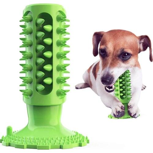 Dog Chew Toy with Rubber Sucker,Natural Rubber Dog Toothbrush Stick with Dental Care,Squeaky Dog Toys for Medium and Large Dogs