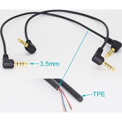 1pc 30cm/1ft Gold Moulded Right Angle 3.5mm 4 Pole Male to Male Audio Cable Item No.: 4-0400