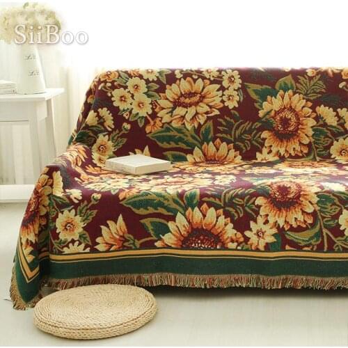100%Cotton sofa towel with Gerbera duplex print sofa/chair blanket slip-resistant vintage sofa cover throws Free ship SP2208