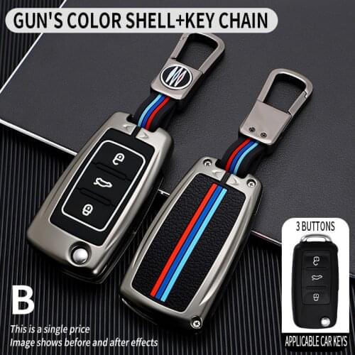 1x Zinc alloy Car Key Case Full Cover For VW Volkswagen Polo Golf Passat Beetle Caddy T5 Up Eos Tiguan SkodaA5 SEAT Leon Altea