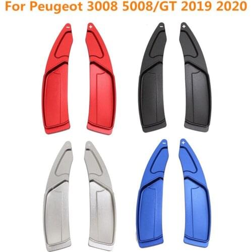 2x Car Steering Wheel Shift Paddle Extension Stickers Aluminum Alloy Car Decoration For Peugeot 3008 5008 GT 508L 4008 2019 2020