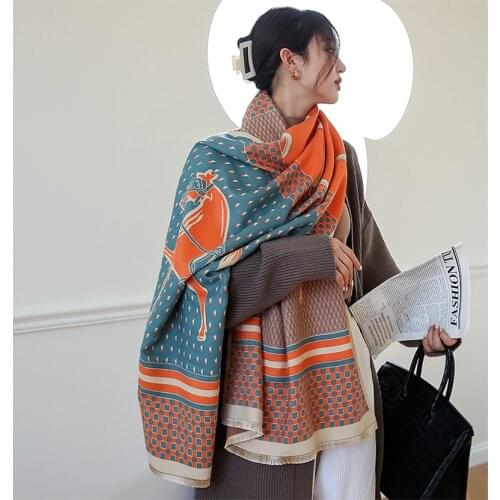 2021 Luxury Women Winter Scarf Shawl Pashmina Cashmere Warm Scarves Ladies Thick Blanket Print Female Design Bufanda Stoles