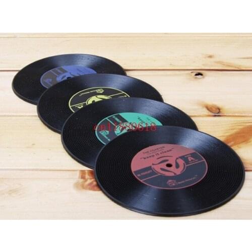 300pcs/lot Free Shipping Home Table Cup Mat Creative Decor Coffee Drink Placemat Spinning Retro CD Record Coasters 10cm