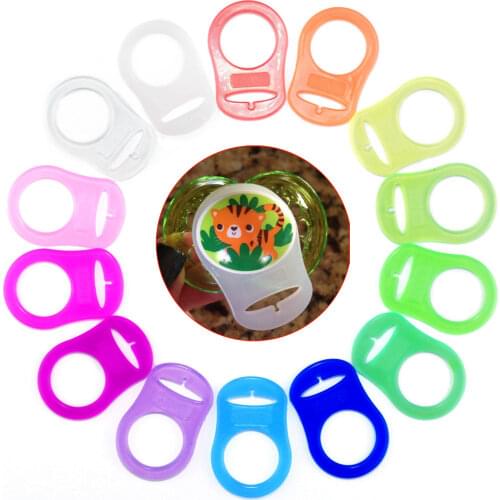 50pcs Clear food grade BPA Free silicone baby mam pacifier chain holder rings NUK dummy rings attache sucette