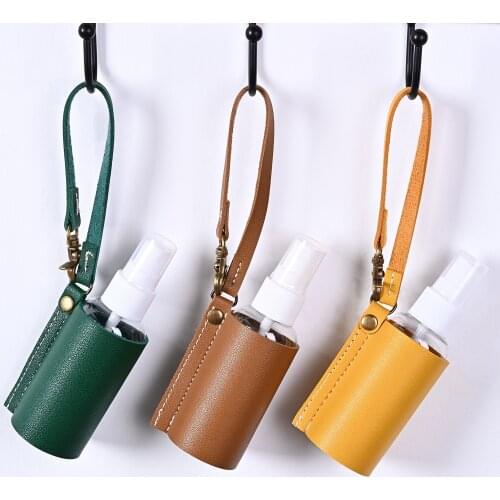 60ml Hand Sanitizer Case Leather Disinfectant Hands Portable Hydroalcoholic Bottle Hand Sanitizer Leather Case Health Keychain