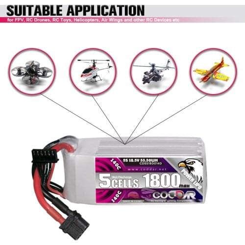 CODDAR 1800mAh 5S 140C 18.5V LiPo Battery Pack With XT60 Plug For RC Quadcopter BetaFPV Beta Racing Drone Helicopte Parts