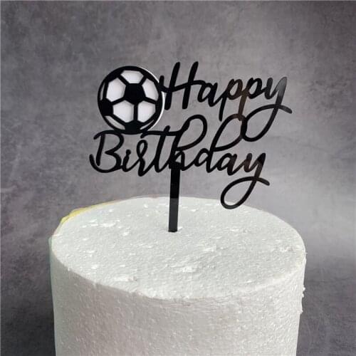 Boy Football Happy Birthday Acrylic Cake Topper Decoration Card Insert Cake Party Birthday Cake Decoration Baby Shower