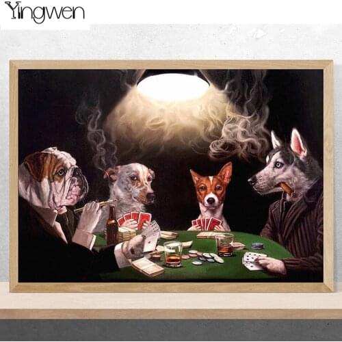Diamond Embroidery Mosaic Dogs Playing Poker Funny Style DIY Diamond Art Painting Kits Animal For Interior Decoration For Home