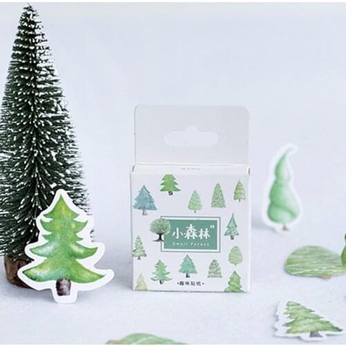 Free shipping 56packs Cute Little Forest Boxed Stickers Creative Cute Cartoon Plant Sticker Flakes Scrapbooking
