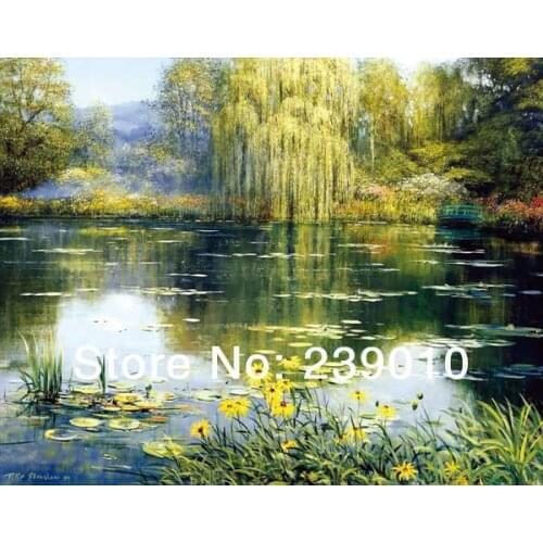 Free shipping classical water lotus landscape canvas prints oil painting printed on canvas home wall art decorative painting