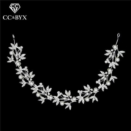 CC Wedding Jewelry Headbands Hairbands Pearl Frontlet Leaf Engagement Hair Accessories For Bridal Party 100% Handmade Gifts M040