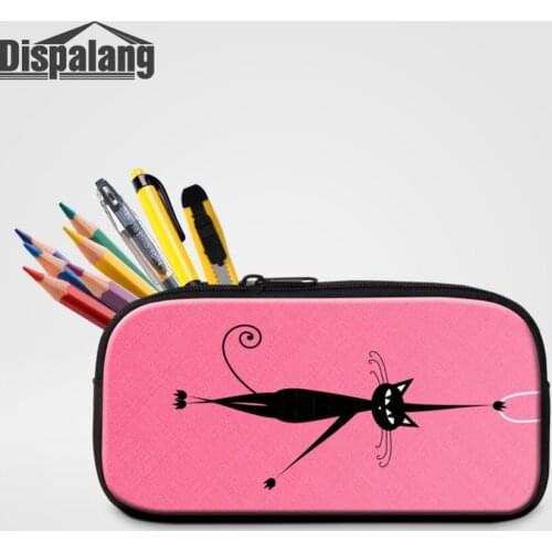 Dispalang Cute Pink Cat Pattern Pencil Case For Girls Small Zipper Pen Box Bag For School Women Mini Cosmetic Cases Makeup Pouch