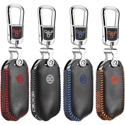 Car key case cover for kia Stinger 2017 2018 2019 3 button keychain key chain ring genuine leather