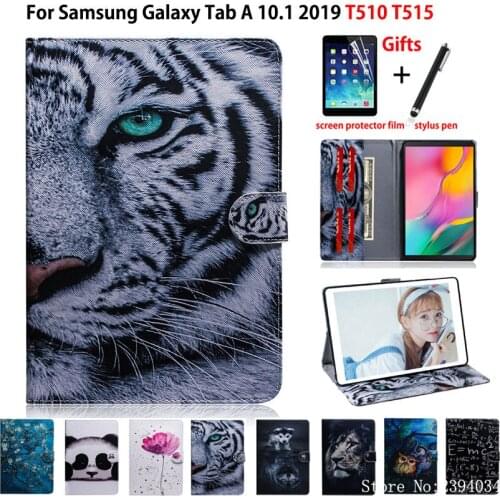 Tiger pattern Case For Samsung Galaxy Tab A 10.1 2019 T510 T515 SM-T510 SM-T515 Cover Funda Tablet Stand Shell Skin Coque +Gift