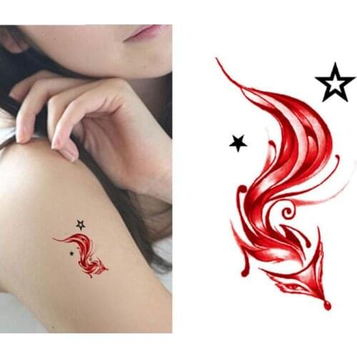Black Small Fox Tattoo Body Art Beauty Makeup Waterproof Temporary Tattoo Stickers 10*6cm