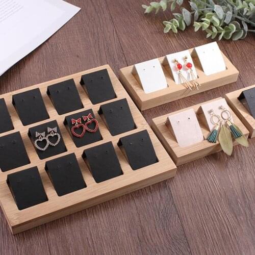 1pc Wood DIY Storage Jewelry Tray Earring Display Cards Ring Bracelet Gift Box Jewellery Organizer Earring Holder