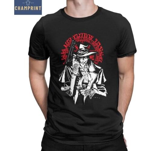 Men Hellsing Alucard T Shirt Anime Cotton Clothing Leisure Short Sleeve Crew Neck Tees Party T-Shirt