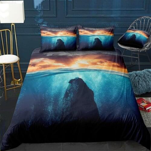 Bleu Quilt Cover Pillowcase 3Piece Comforter Bedding Set With Pillow Case Single Double Duvet Cover Home Decora