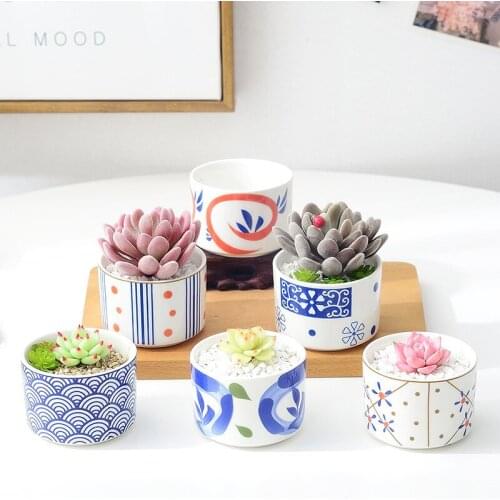 Ceramic Japanese Style Succulents Plants Container Office Bonsai Cactus Flower Pot Creative Planter Home Garden Decor Ornaments
