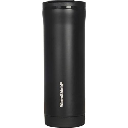 WarmShield Matt Black Double Layer Stainless Steel Thermos Cup 400 ml