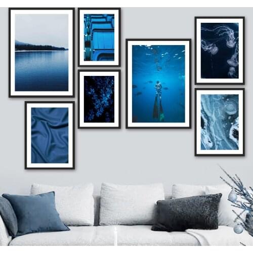 Forest Lake Seabed Jellyfish Landscape Wall Art Canvas Painting Nordic Posters And Prints Wall Pictures For Living Room Decor