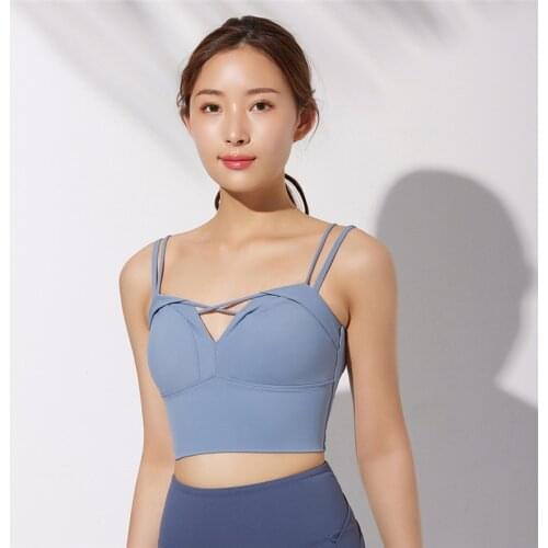 New Cross Neckline Women Sports Bra Beautiful Back Yoga Tops 6 Color Running Bra Gym Sexy Shockproof Fitness Exercise Underwear