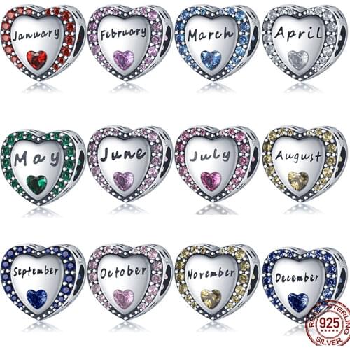 New 925 Sterling Silver 12 Constellation Charm & Beads Fit Original 3mm Bracelet For Women Birthday Fashion Jewelry Gift