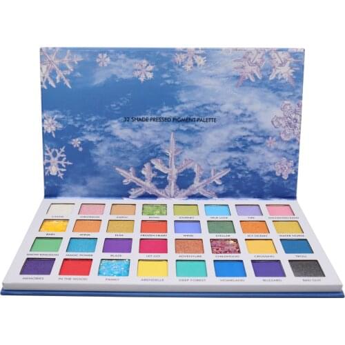 32 Colors Snowflake Glitter Eyeshadow Palette Wholesale No Label Private Label Shimmer Eye Shadow Palette Wholesale Cosmetics