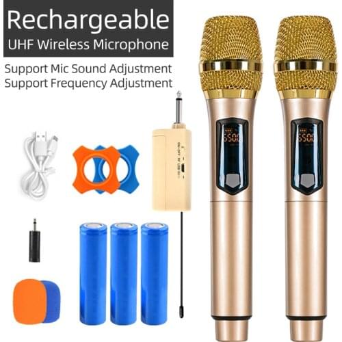 Rechargeable UHF Wireless Microphone Multipurpose Support Portable Speaker and Amplifier System, With 3.5mm and 6.5mm Plug Mini