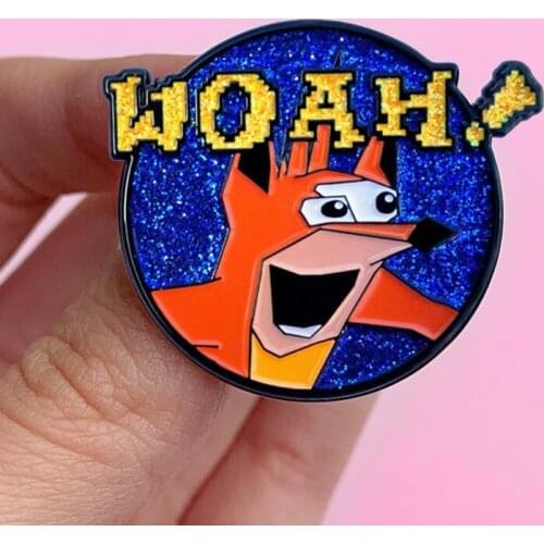 Crash Bandicoot Woah! Enamel Brooch Pin Backpack Hat Bag Collar Lapel Pins Badges Women Mens Fashion Jewelry Gifts
