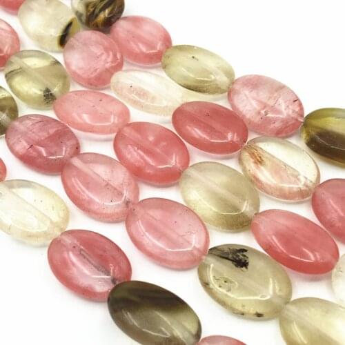 Multicolor Watermelon Stone Loose Beads for Jewelry Making 13x18mm Oval Jaspers Crystal Quartzs DIY Necklace Bracelet 15" A171
