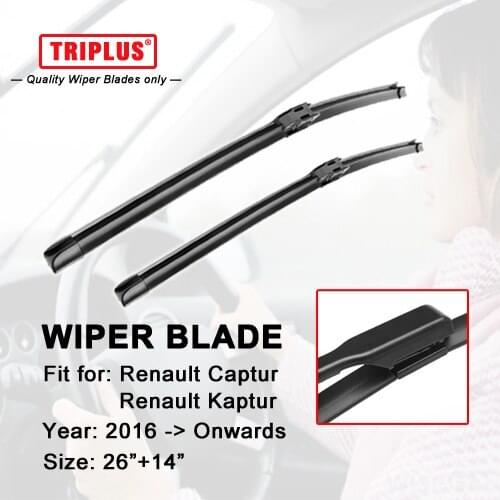 Wiper Blade for Renault Captur / Kaptur (2016-Onwards) 1set 26"+14",Flat Aero Beam Windscreen Car Wiper Frameless Soft Blades