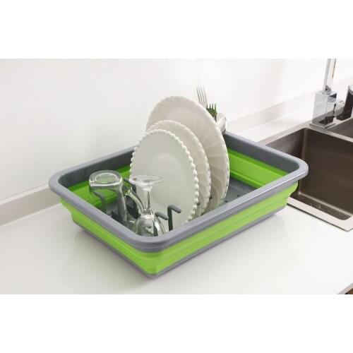Foldable DIY Silicone Dish Rack Kitchen Storage Rack Drainer Plate Cups Stand Display Holder free shipping z19