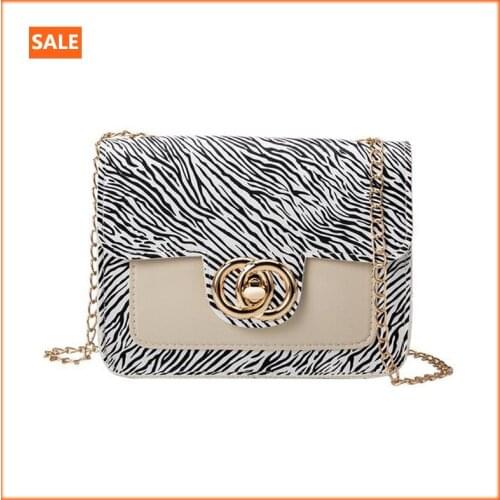 Winter Retro Womens Handbag Fashion Print Pattern Double Ring Lock Chain Shoulder Bag Simple Leather Crossbody Bag For Women