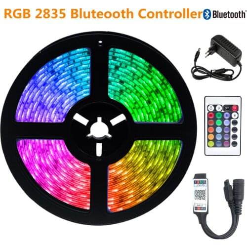Bluteooth Controller LED Light Strip 2835 5M Non Waterproof EU PLUG Night Light Background Decoration Flexible Luminous For Room