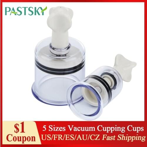 5 Sizes Rotating Handle Vacuum Cupping Cups Body Massage Cans Suction Cup Nipple Sucker Breast Enlargement Anti Cellulite Glass