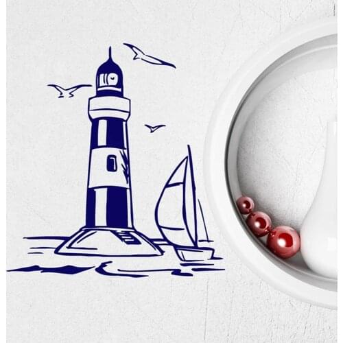 Lighthouse Vinyl Wall Decal Nautical Wall Sticker Living Room Marine Beach House Decor Modern Home Decoration Vacation C614