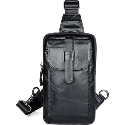 Vintage Real Leather Mens Cross Body Chest Bag High Qualty Sling Bagpack Male Shoulder Bag 4017A/4017C