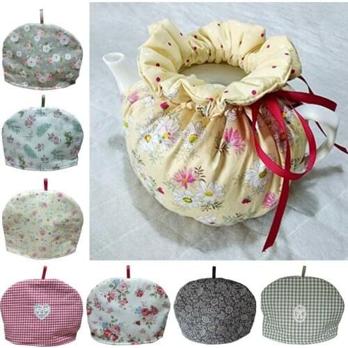 Tea Cozies Vintage Comfortable Fabric Flower Printed Tea Cover Keep Warm Dust Cover Protective Cover for Tea Pot