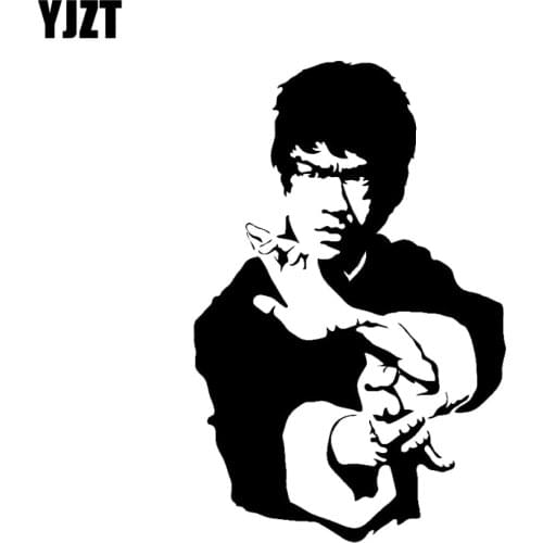 YJZT 9.8CM*15CM Bruce Lee Vinyl Fun Decal Film Actor Car Sticker Black/Silver C3-0058