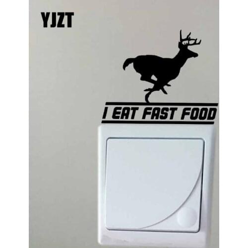 YJZT I EAT FAST FOOD Home Room Decor Vinyl Decal Wall Switch Sticker Cute Creative Cartoon Animal Deer 17SS-0594
