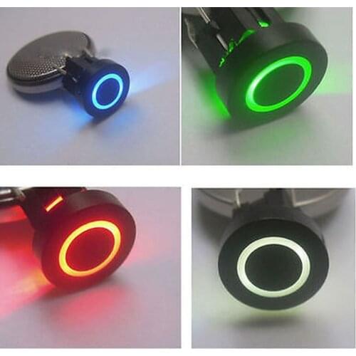 YOCOMYLY Blue/Red/Green/Yellow 10mm BLK Cap Circle 12V Momentary Tact Push Button Switch