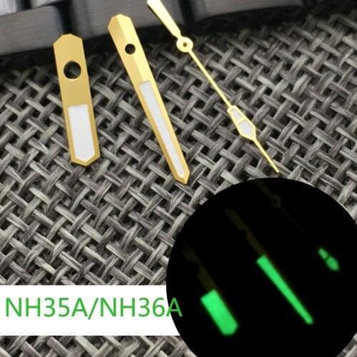 New Arrival Gold Watch Hands Spare Parts Fit For NH35 NH36 7s26 4r35 7009 Automatic Movement Green Lume Watch Replacements