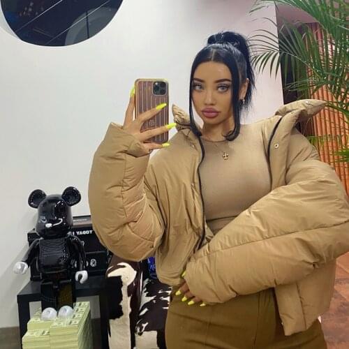 Winter Style Three-Dimensional Tailoring 90% White Duck Down Earth Color Loose Down Jacket