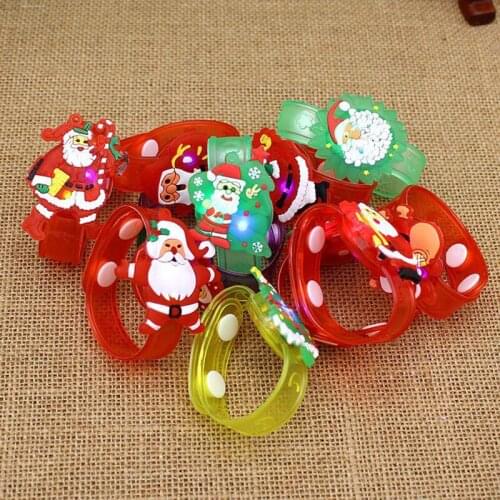 12PCS/Lot Cute Christmas Decoration Luminous LED Light Bracelets Bangles Wristbands Dance Ball Party Props Supplies Clap circle